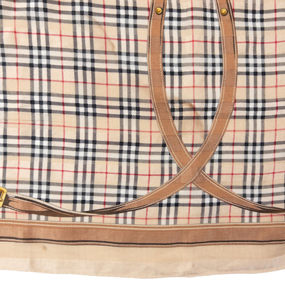 Vintage 90s Burberry Nova Check Buckle Print Silk Scarf | O/S, Beige