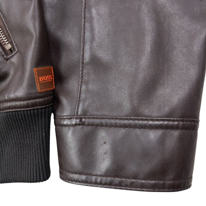 Vintage 90s Hugo Boss Zip Up Leather Jacket Size S