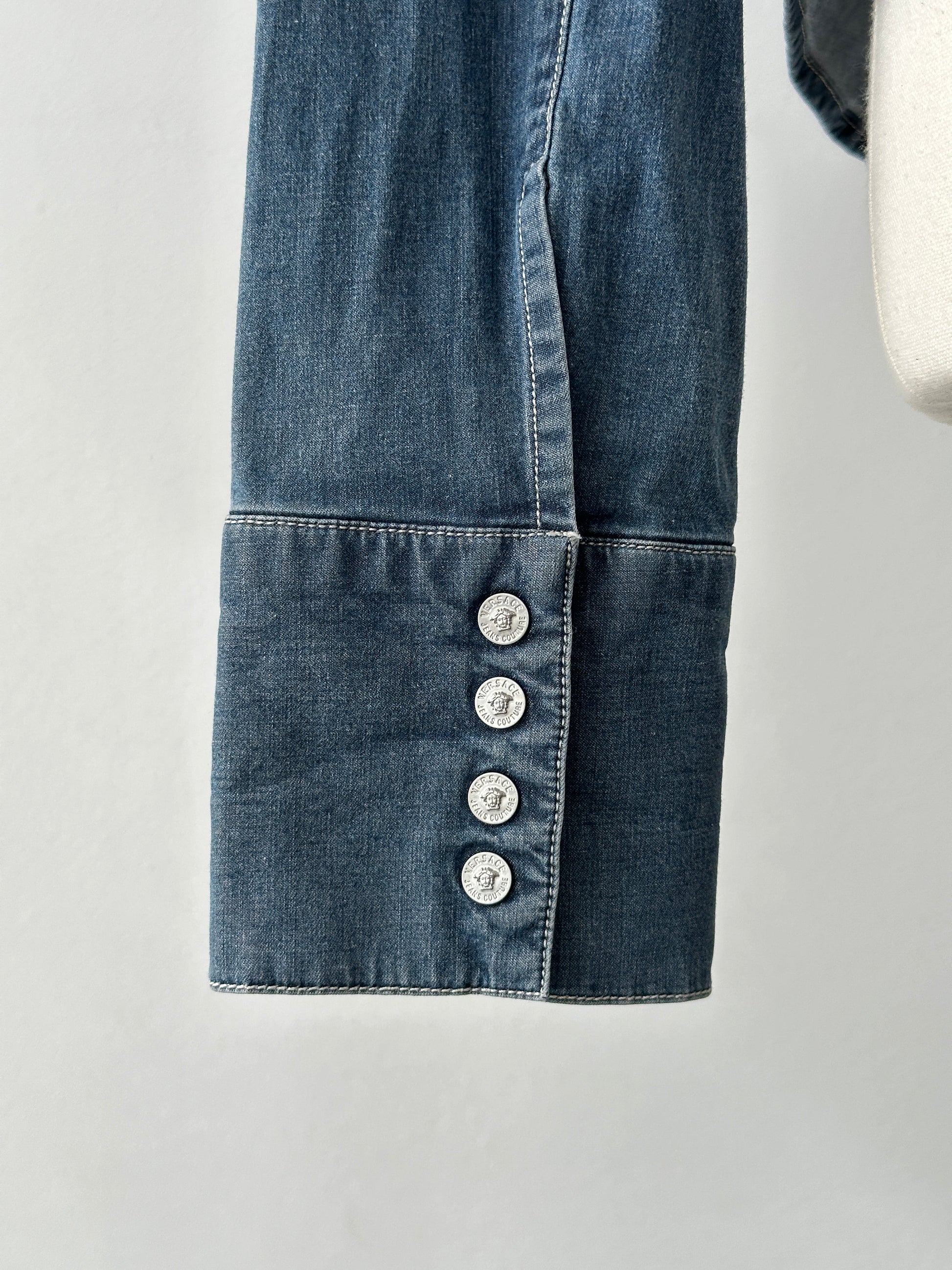 Versace Jeans Couture 2000s Bespoke Button Denim Shirt - M