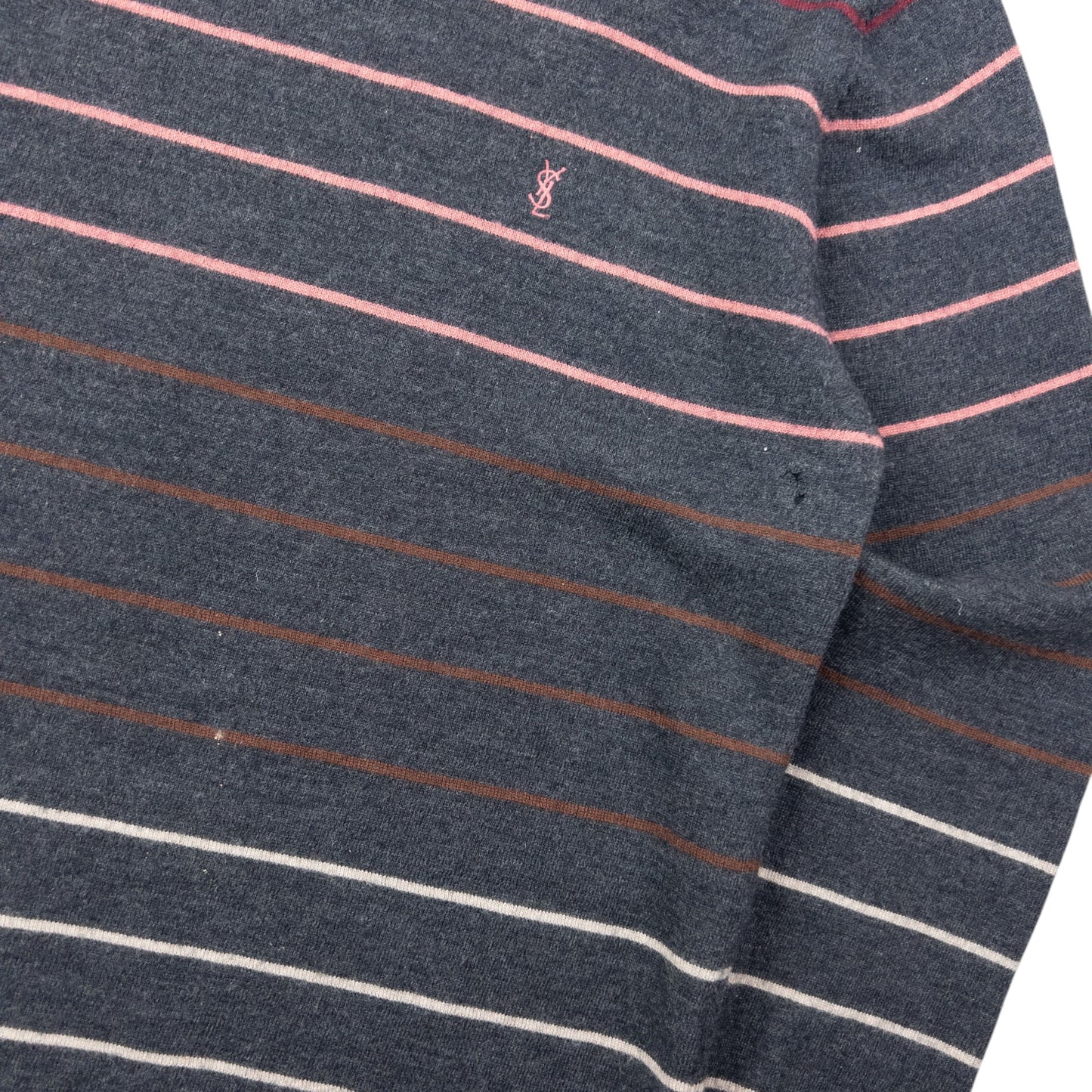 Vintage 2000s YSL Yves Saint Laurent Striped Wool Jumper Size S | Small, Grey