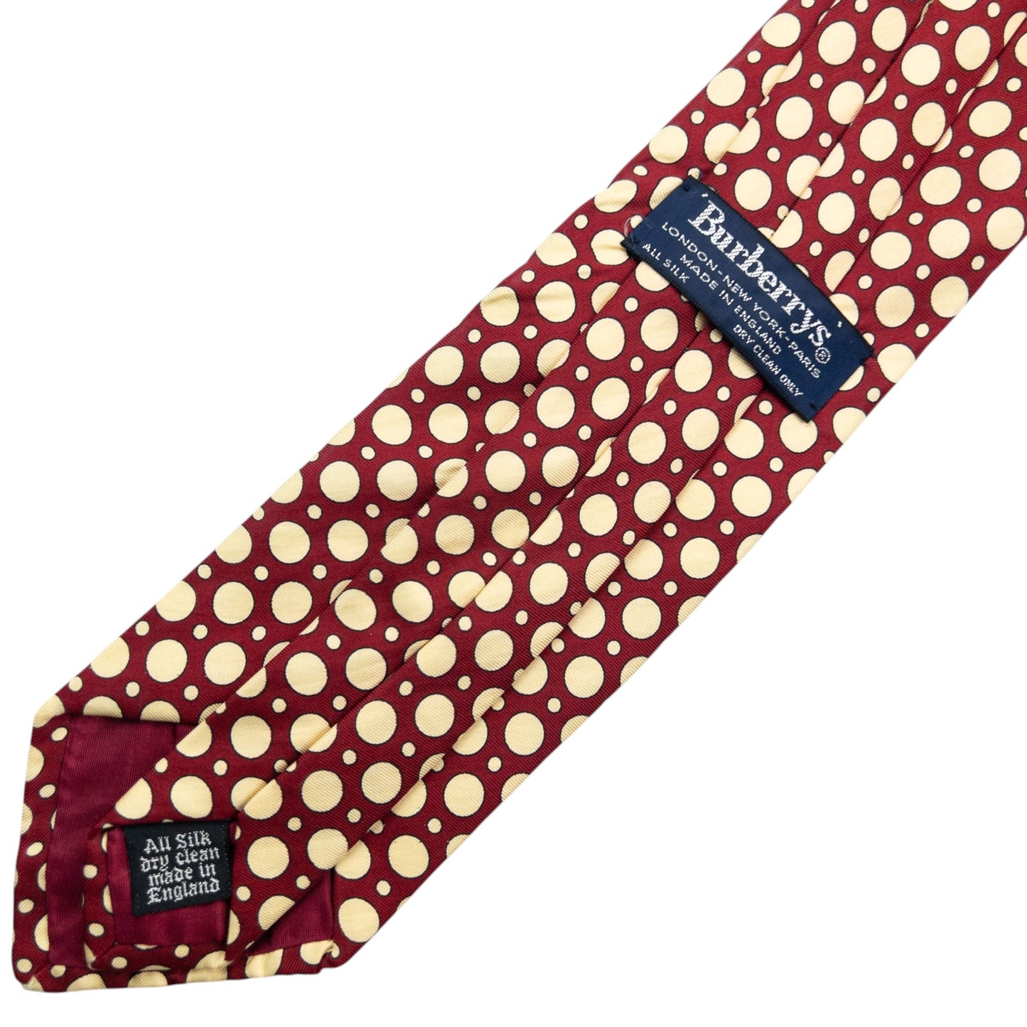 Vintage 90s Burberry Polka Dot Silk Tie | O/S, Cream