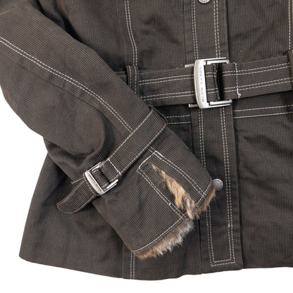 Vintage 2000s Burberry Blue Label Fur Trim Belt Waist Jacket Womens Size M | Medium, Blue