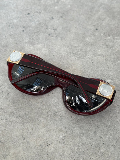 Versace 1990s Oversized Round Medusa Logo Sunglasses