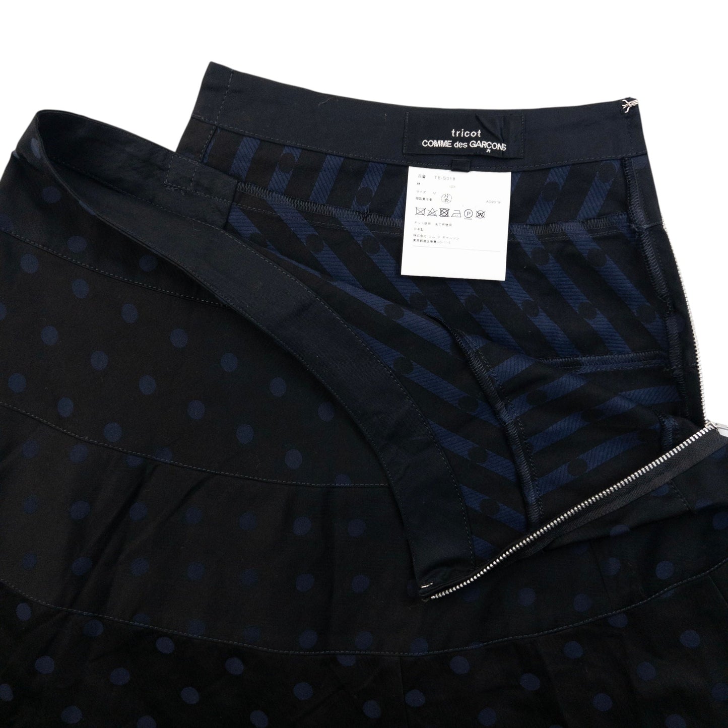 Vintage 2000s Comme Des Garçons Tricot Polka Dot Asymmetric Skirt Womens Size W27 | W27, Black