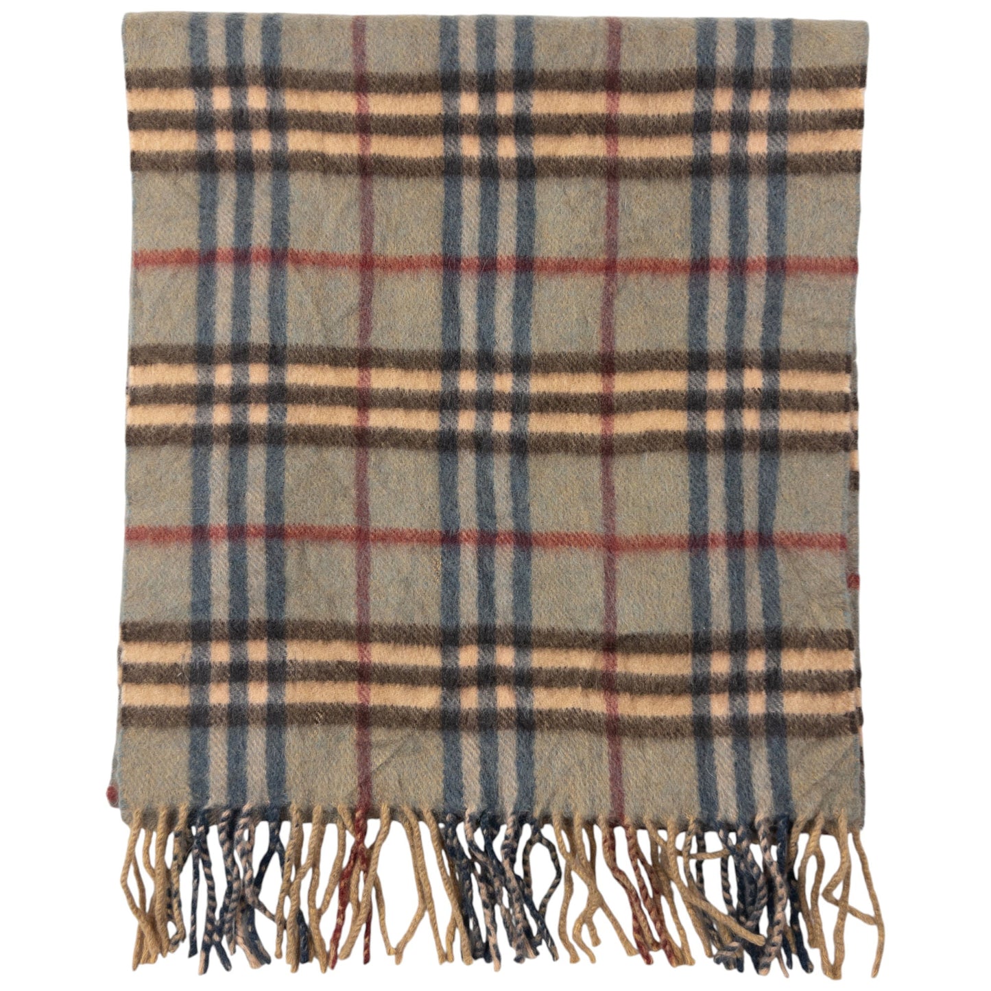 Vintage Burberry Nova Check Cashmere Tassel Scarf