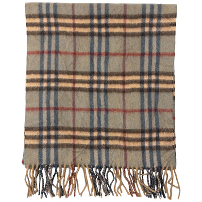 Vintage Burberry Nova Check Cashmere Tassel Scarf
