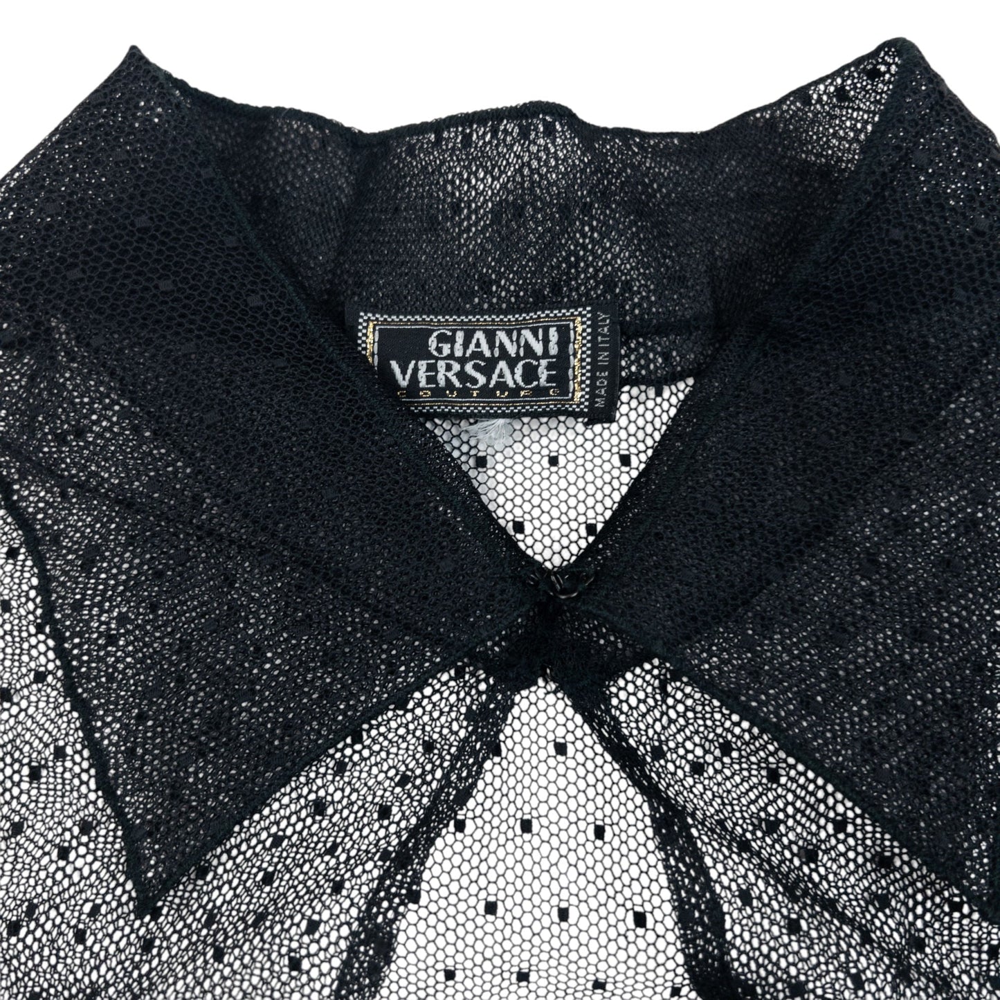 Vintage 90s Gianni Versace Couture Mesh Blouse Womens Size M | Medium, Black