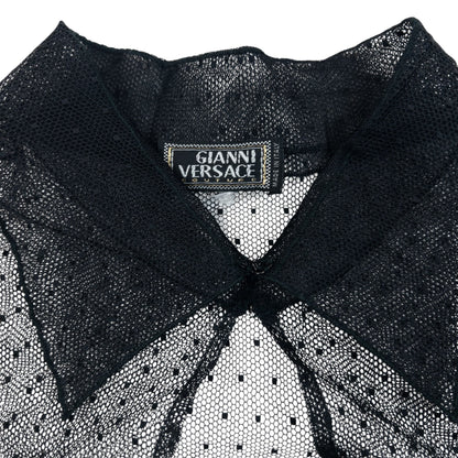 Vintage 90s Gianni Versace Couture Mesh Blouse Womens Size M | Medium, Black