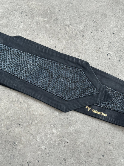 Valentino 1990s Leather Snakeskin Hip Belt - W30-32