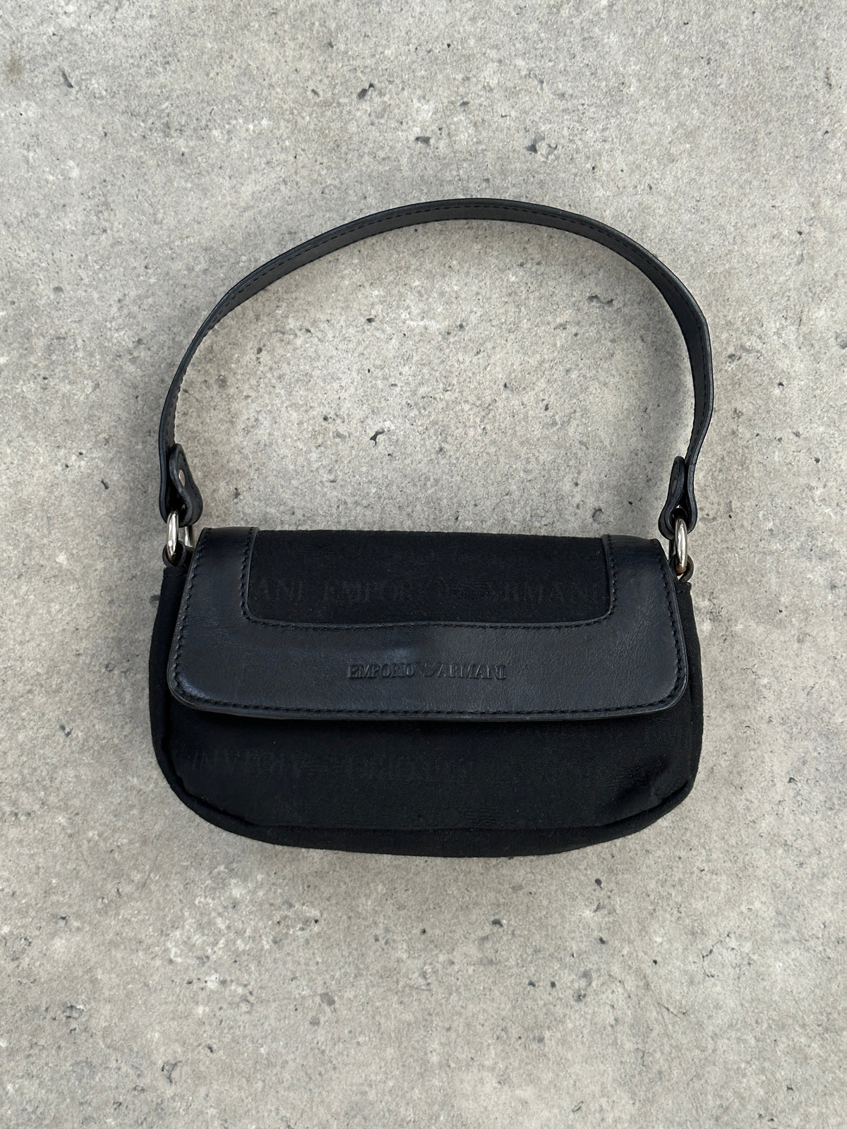 Emporio Armani 1990s Leather Monogram Mini Shoulder Bag