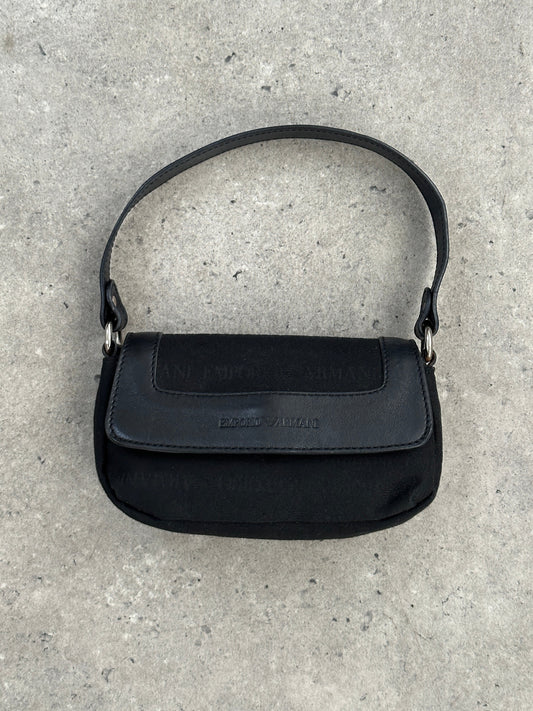 Emporio Armani 1990s Leather Monogram Mini Shoulder Bag