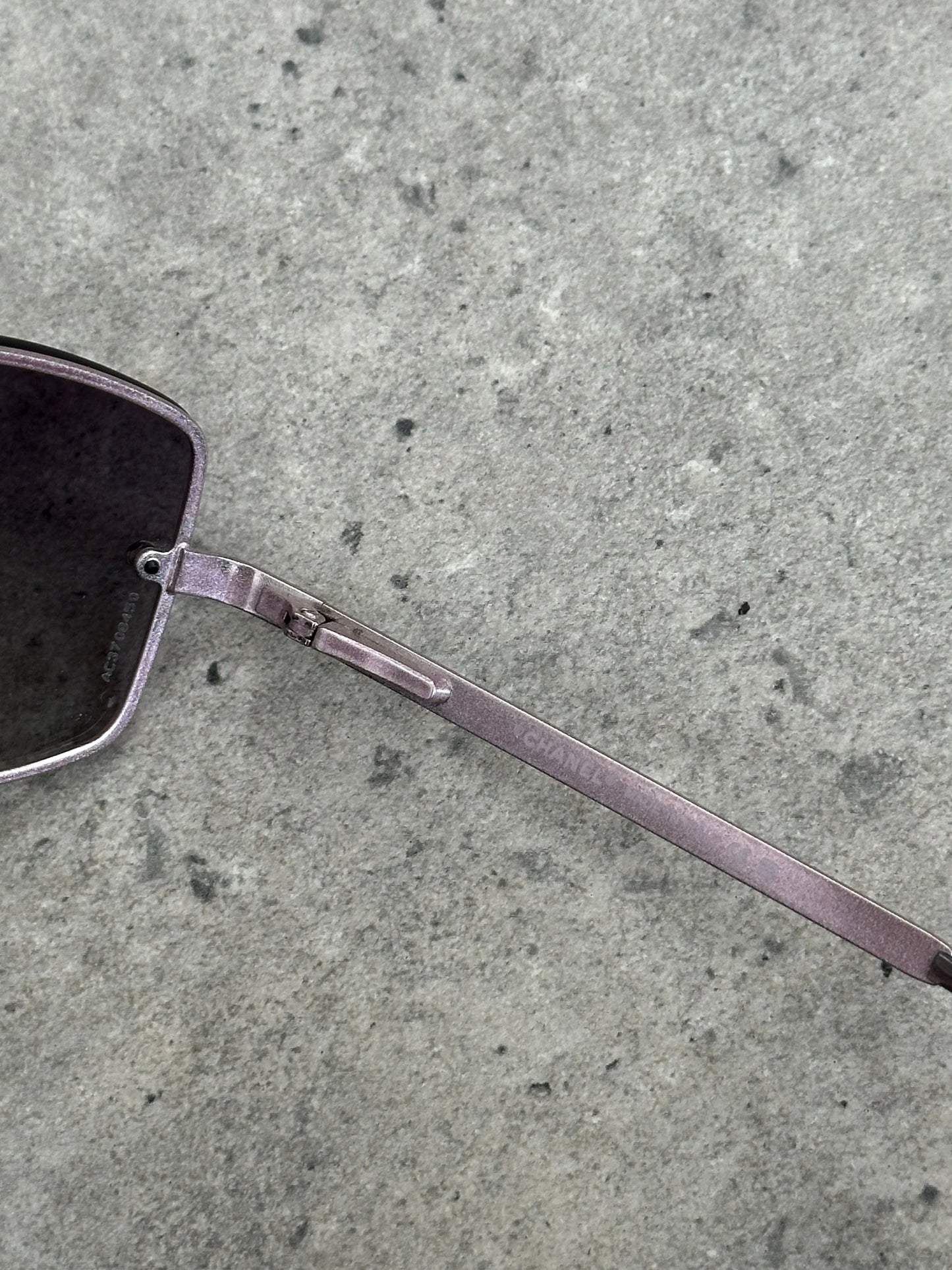 Chanel 2000s Rimless Crystal Bar Rectangle Sunglasses