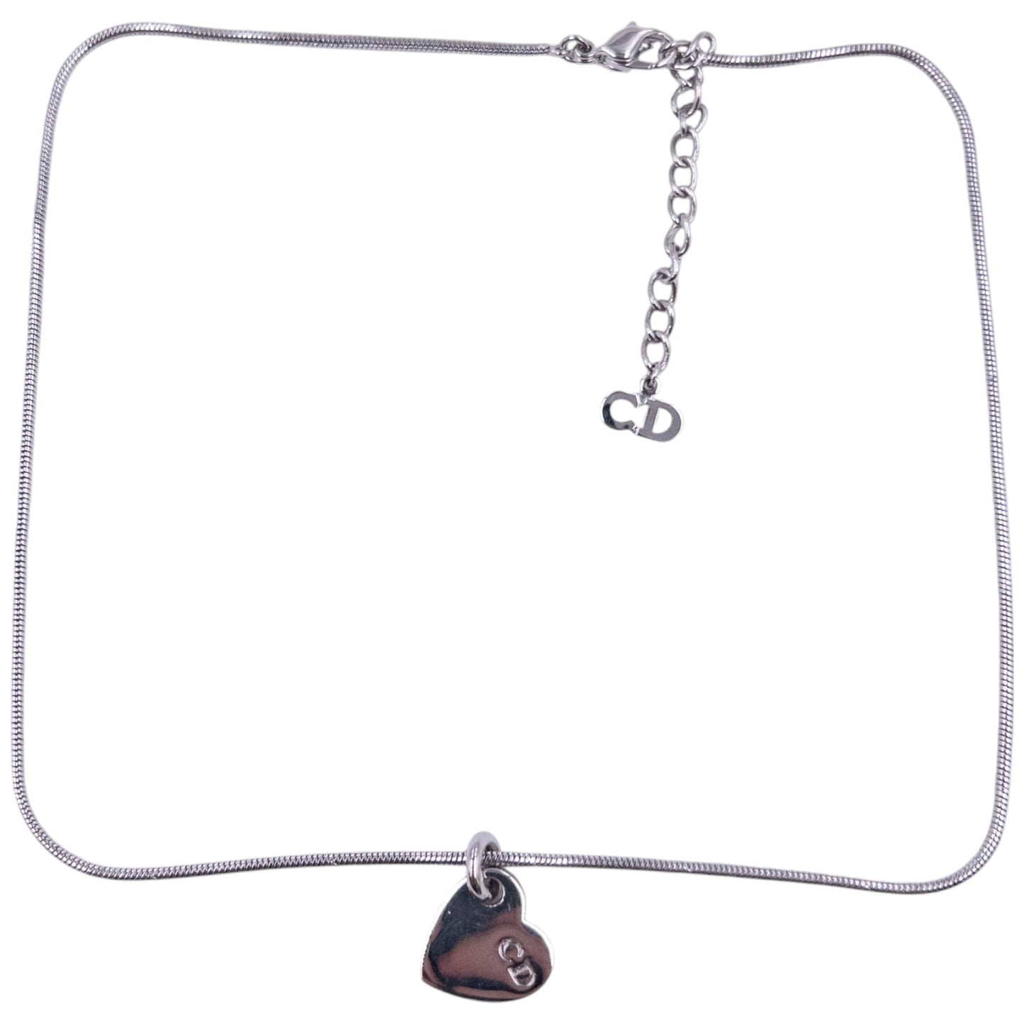 Vintage Dior Silver Heart Charm Necklace