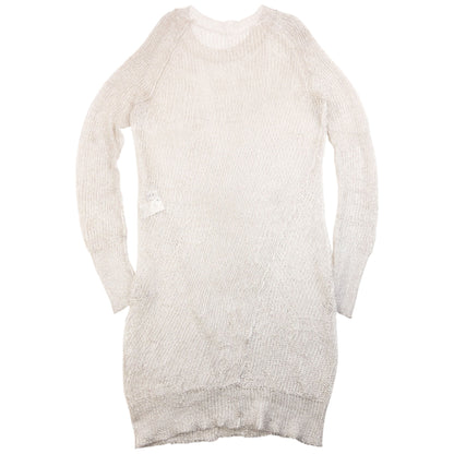 Vintage 2000s Yohji Yamamoto Loose Knit Dress Womens Size L | Large, Silver Grey