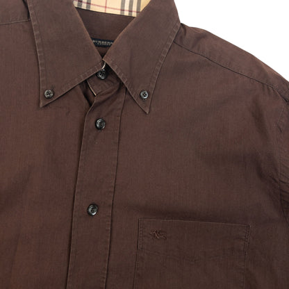 Vintage 2000s Burberry Nova Check Cuff Long Sleeve Button Up Shirt Size XL | XL, Brown