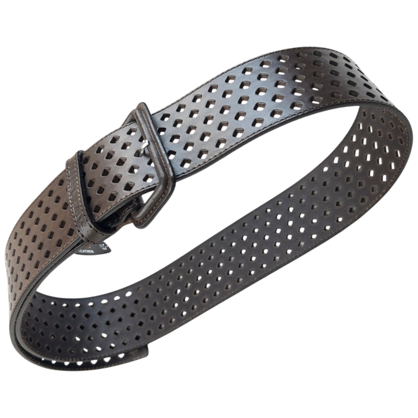 Vintage 2000s Armani Jeans Laser-Cut Leather Belt Size One Size | O/S, Brown