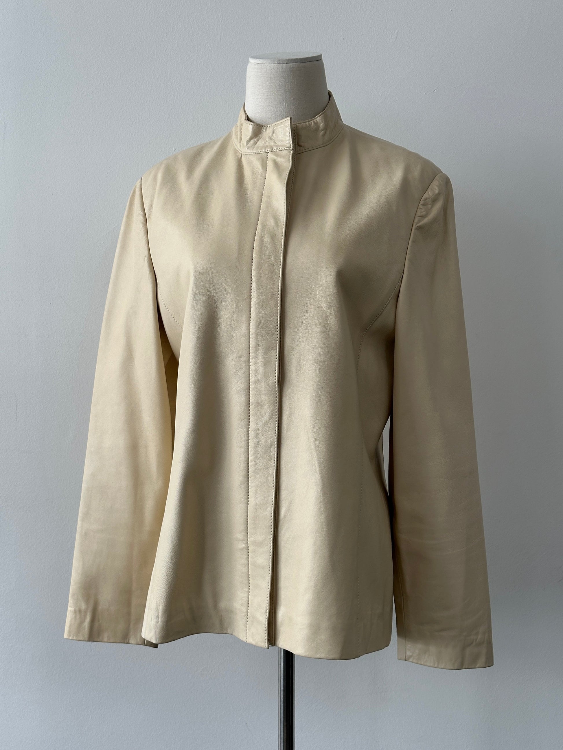 Vintage 1990s Concealed Placket Leather Jacket - M