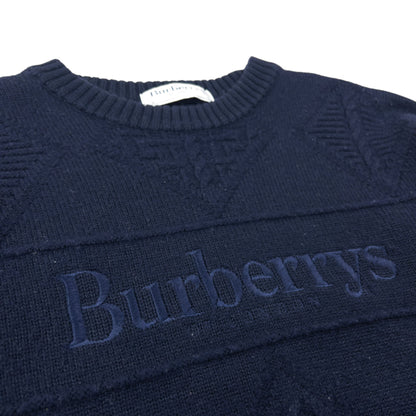 Vintage 90s Burberry Embroidered Knit Jumper Size XS | XS, Navy