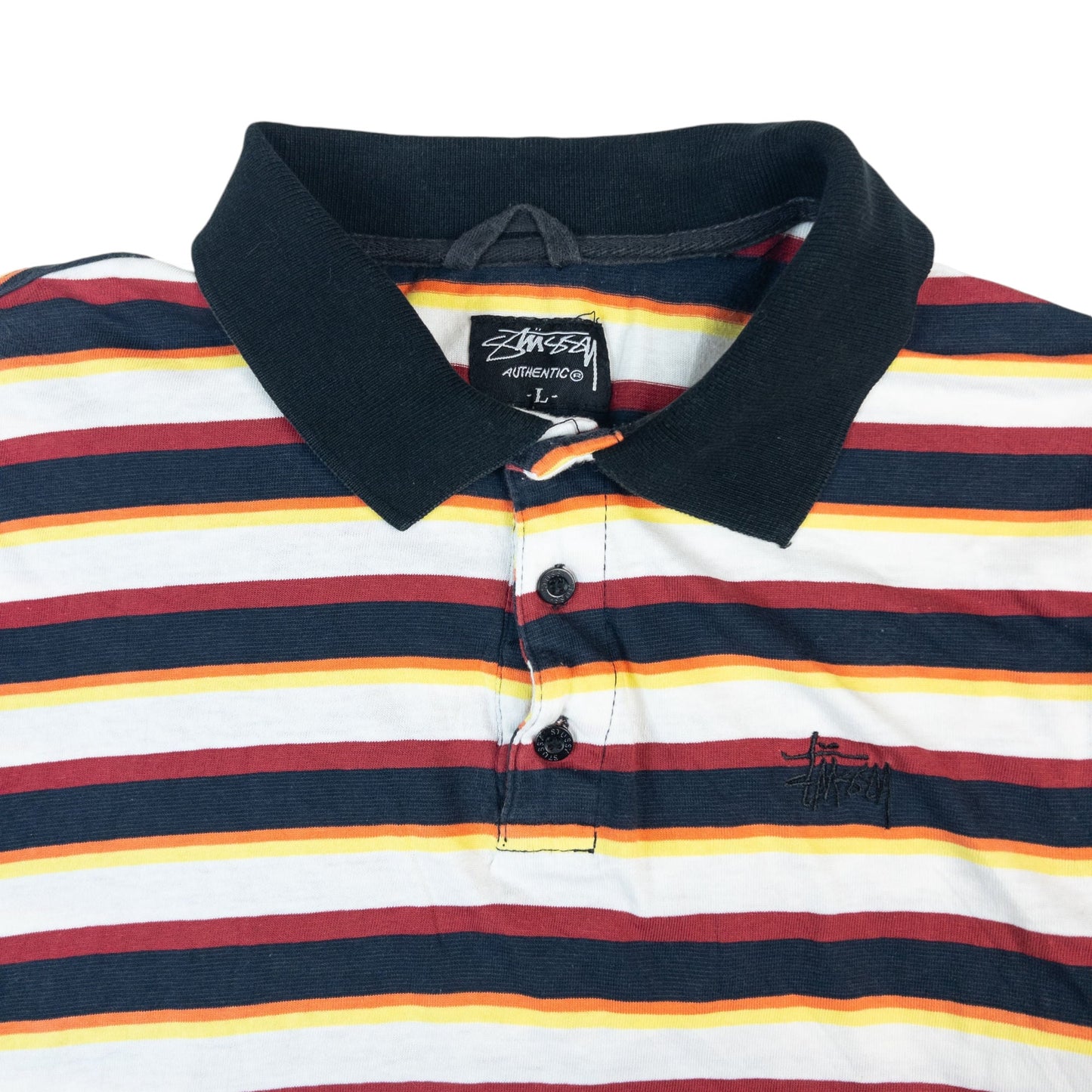 Vintage Stussy Striped Polo Shirt Women's Size L