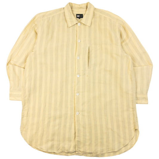 Vintage 2000s Issey Miyake Striped Long Sleeve Button Up Shirt Size L | Large, Cream