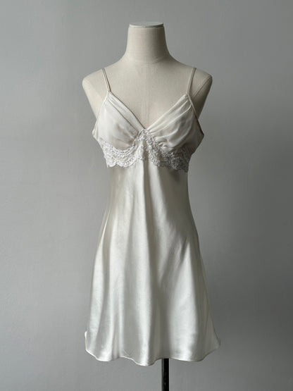 Vintage 2000s Satin Sleeveless Mini Slip Dress - S