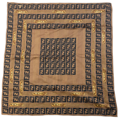 Vintage 90s Fendi Monogram Striped Silk Scarf | O/S, Black