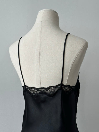 Vintage 1990s Satin Pleated Lace Mini Dress - S