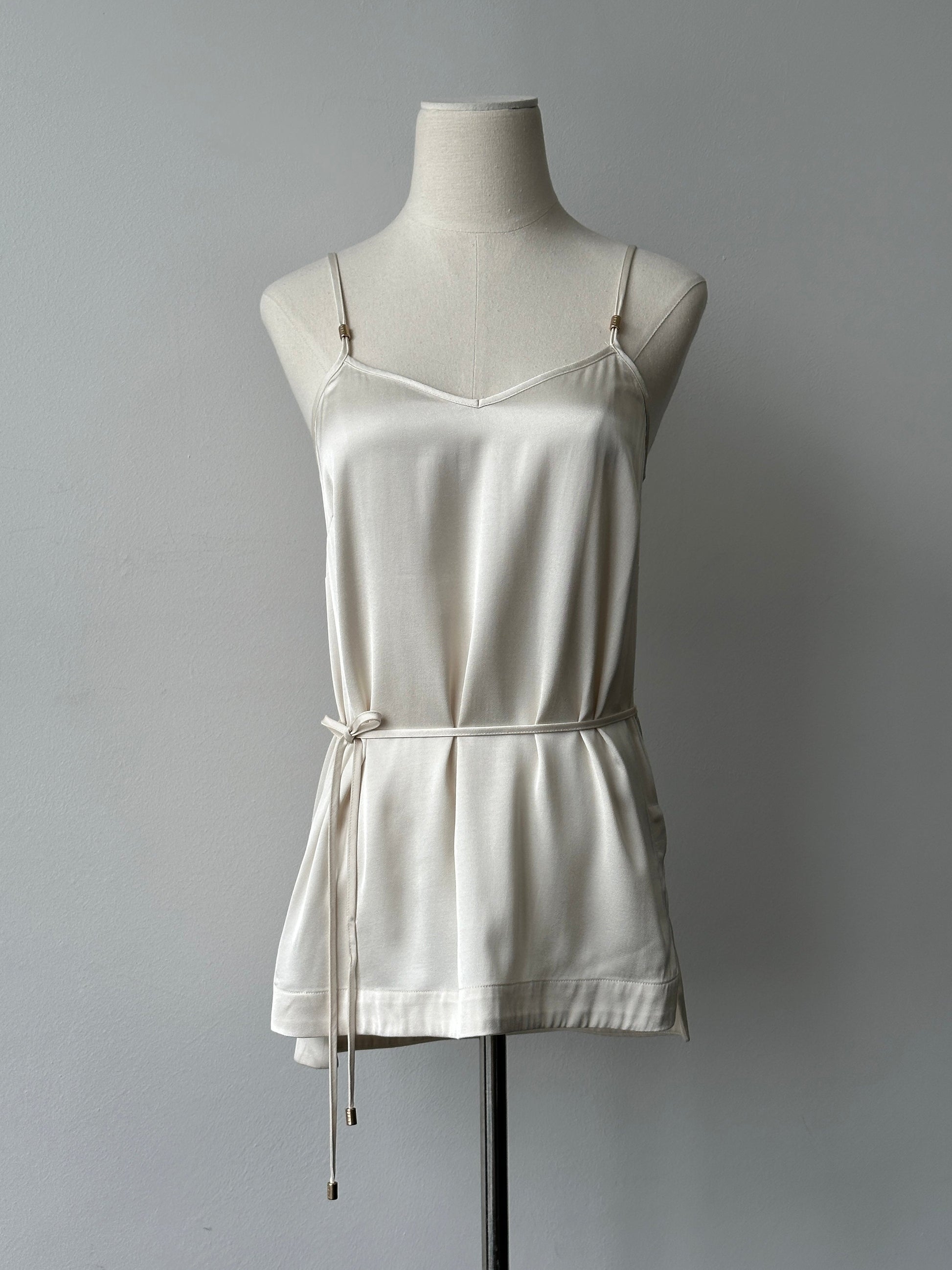 DKNY 2000s Satin Tie Belt Sleeveless Top - S
