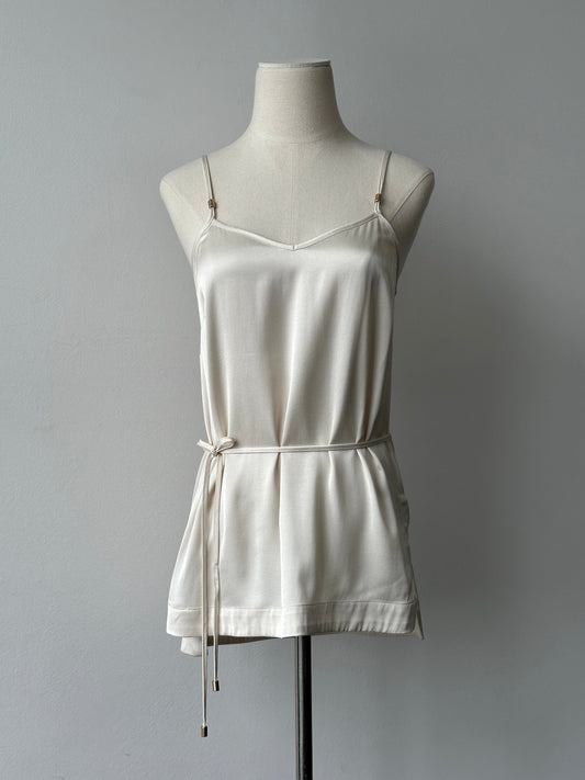 DKNY 2000s Satin Tie Belt Sleeveless Top - S