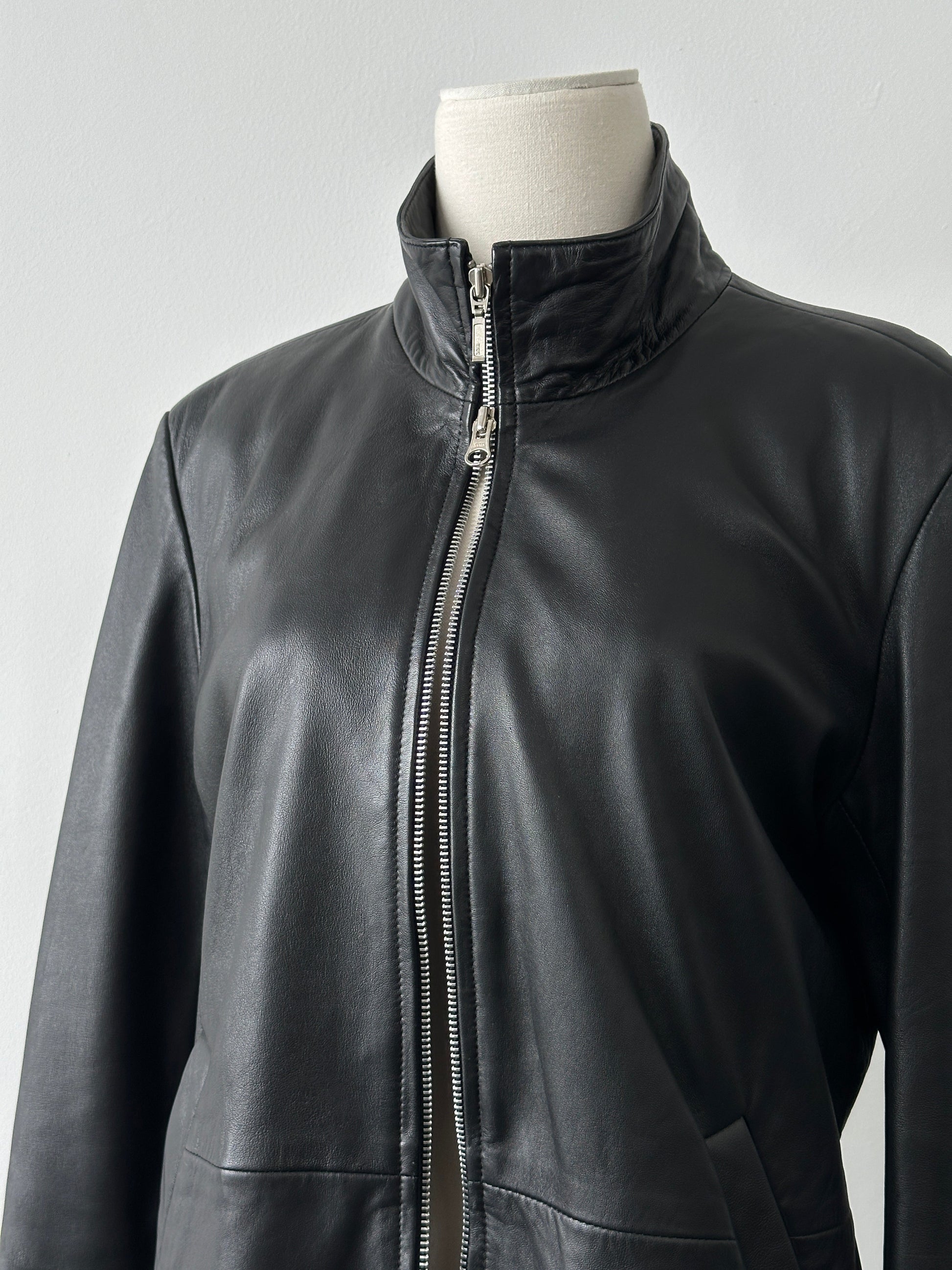 Vintage 2000s Double Zip Leather Jacket - S-M