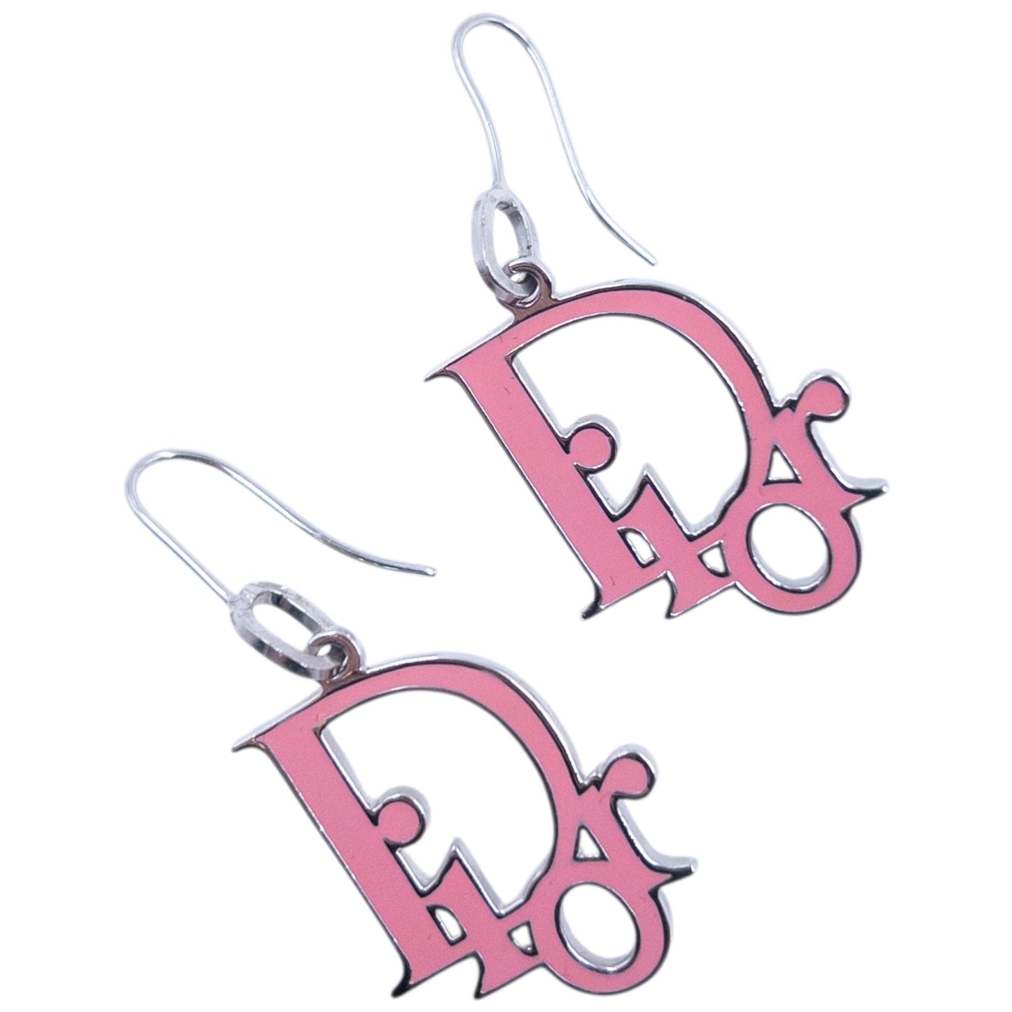 Vintage 2000s Dior By Jogn Galliano Enamel Logo Earrings | O/S, Pink