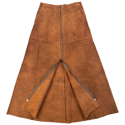 Vintage 90s CP Company Suede Full Zip Maxi Skirt Womens Size W28 | W28, Brown