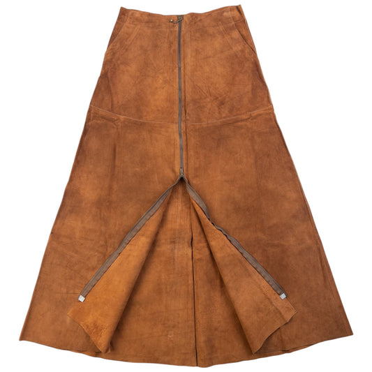 Vintage 90s CP Company Suede Full Zip Maxi Skirt Womens Size W28 | W28, Brown