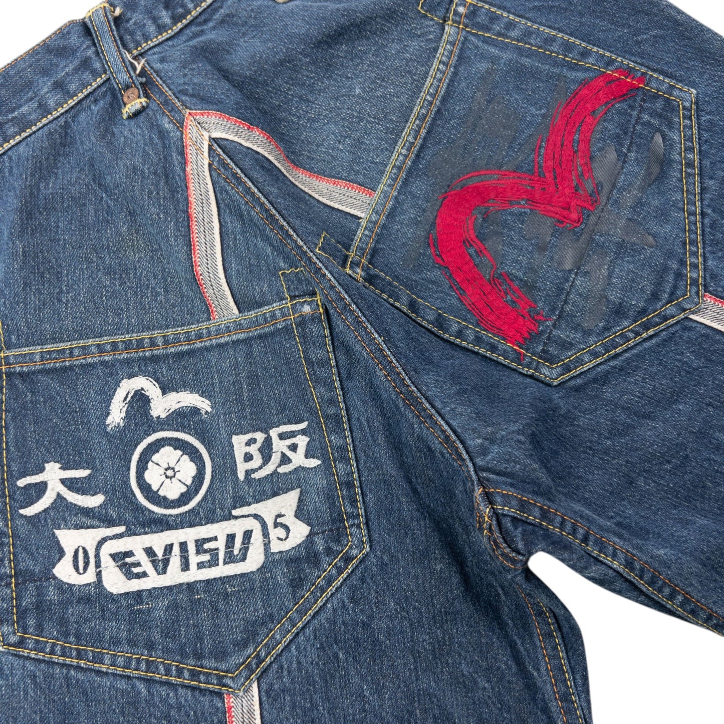 Vintage 2000s Evisu Gull Text Embroidered Japanese Denim Jeans Size W29 | W29, Blue
