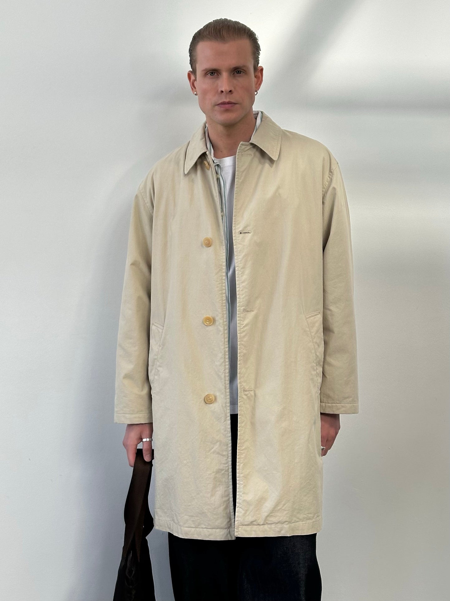 Hugo Boss 2000s Cotton Concealed Placket Trench - L