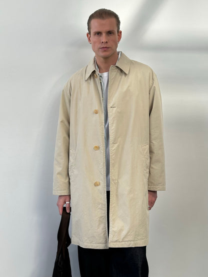 Hugo Boss 2000s Cotton Concealed Placket Trench - L