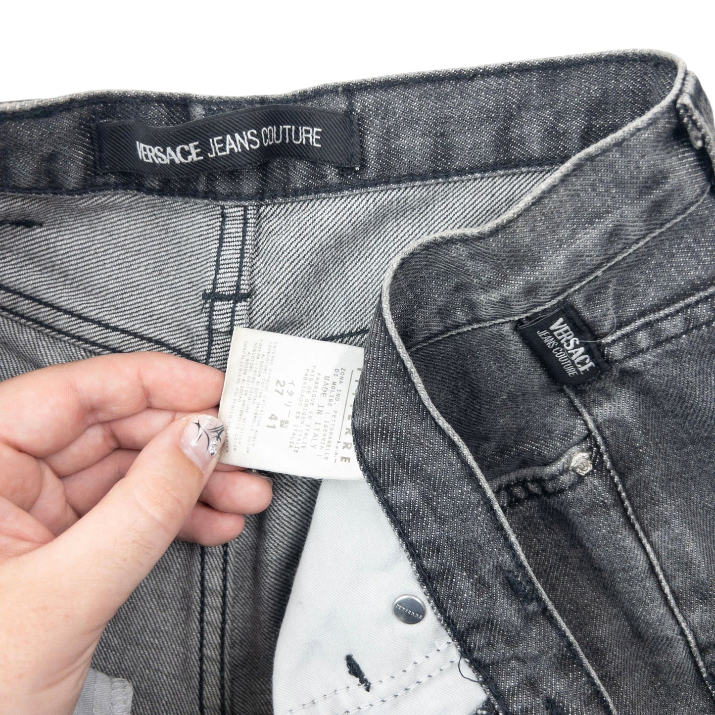 Vintage 2000s Versace Jeans Couture Embroidered Denim Jeans Womens Size W29 | W29, Grey