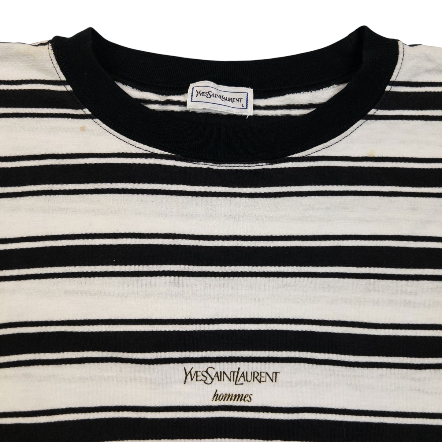 Vintage 80s YSL Yves Saint Laurent Striped T Shirt Size S | Small, Black