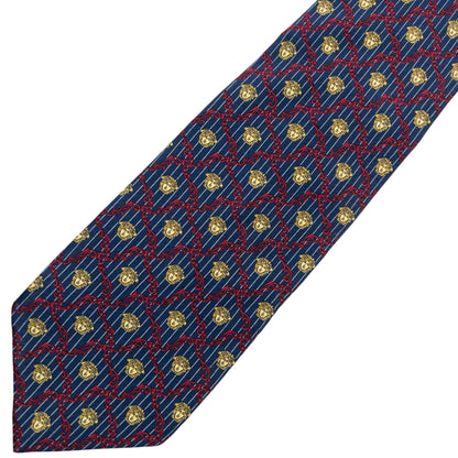 Vintage 90s Gianni Versace Medusa Pattern Silk Tie | O/S, Blue, Red, Gold