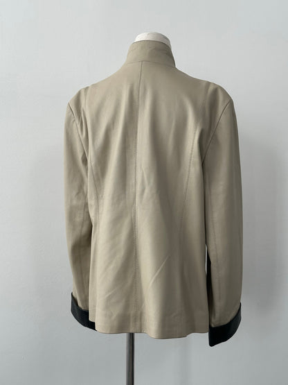 Vintage 1990s High Neck Contrast Leather Jacket - M