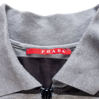Vintage Prada Long Sleeve Striped Zip Up Polo Shirt Size L