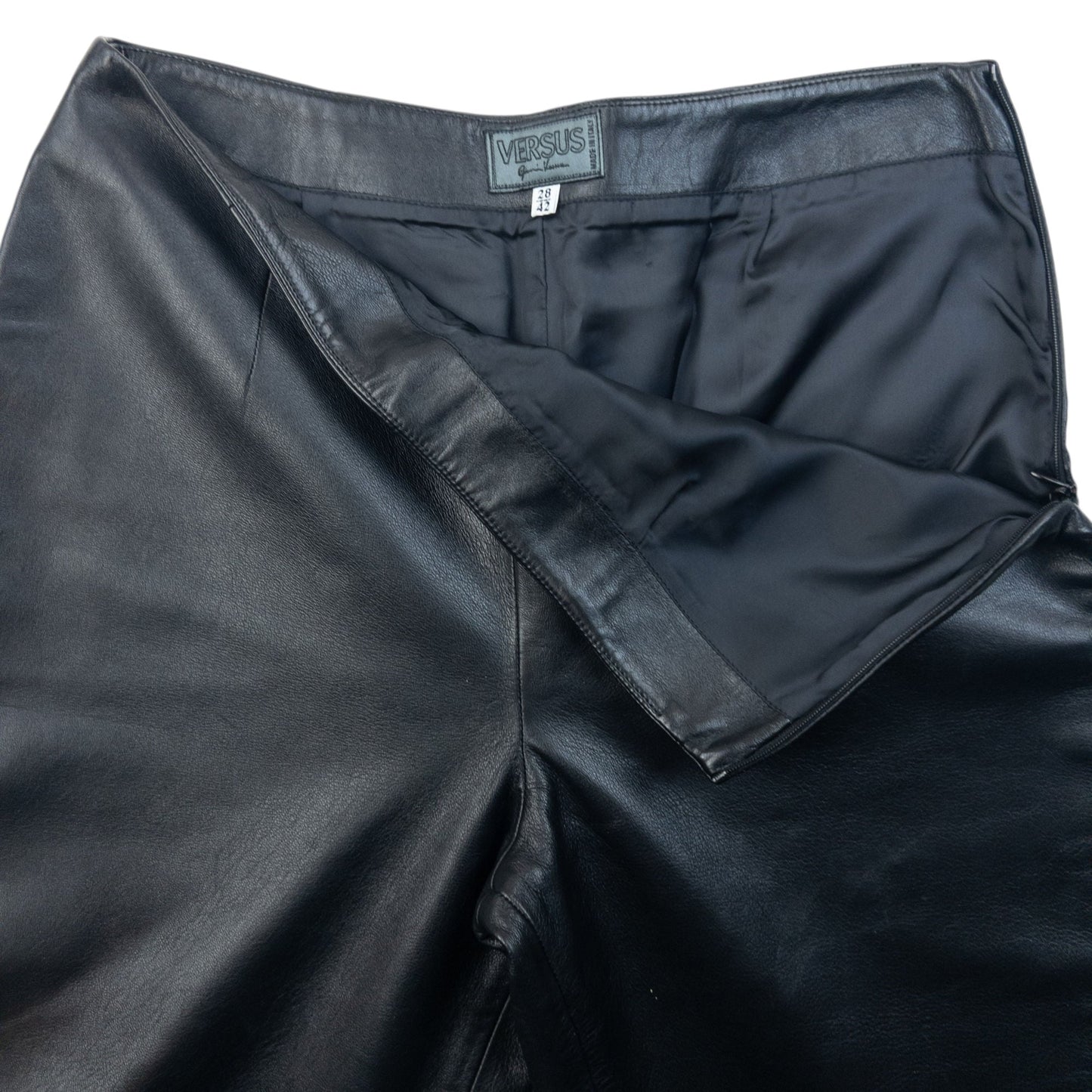 Vintage 2000s Versace Versus Leather Trousers Womens Size W26 | W26, Black