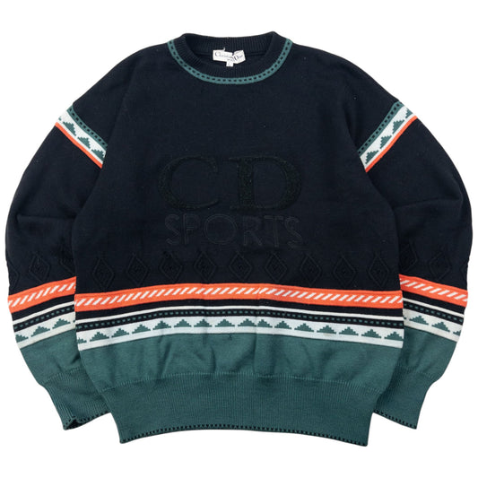 Vintage 90s Dior Sports Knit Pattern Jumper Size S