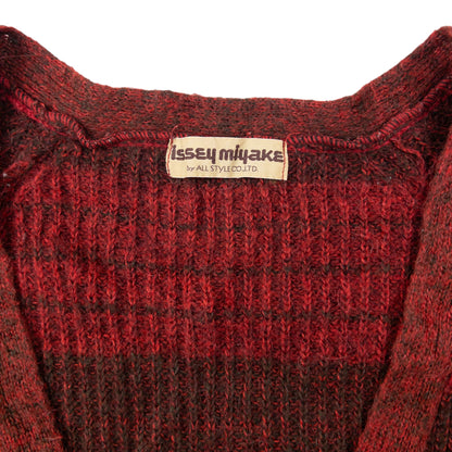 Vintage 80s Issey Miyake Striped Knit Cardigan Size M | Medium, Red