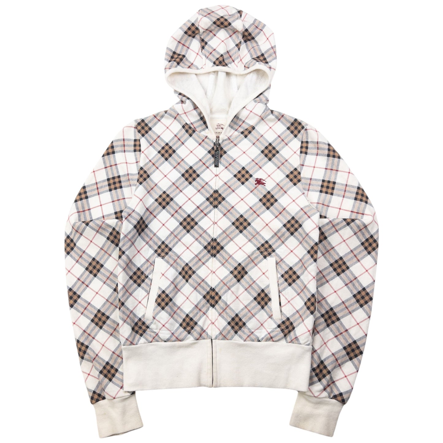 Vintage Burberry Blue Label Nova Check Zip Up Hoodie Womens Size S