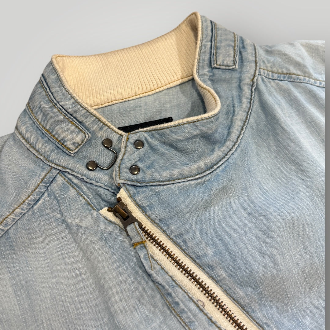 PPFM Asymmetrical Zip Up Denim Look Jacket M/L