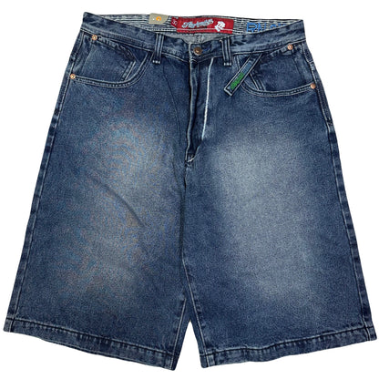 Akademiks Spellout Jorts In Navy ( W32 )