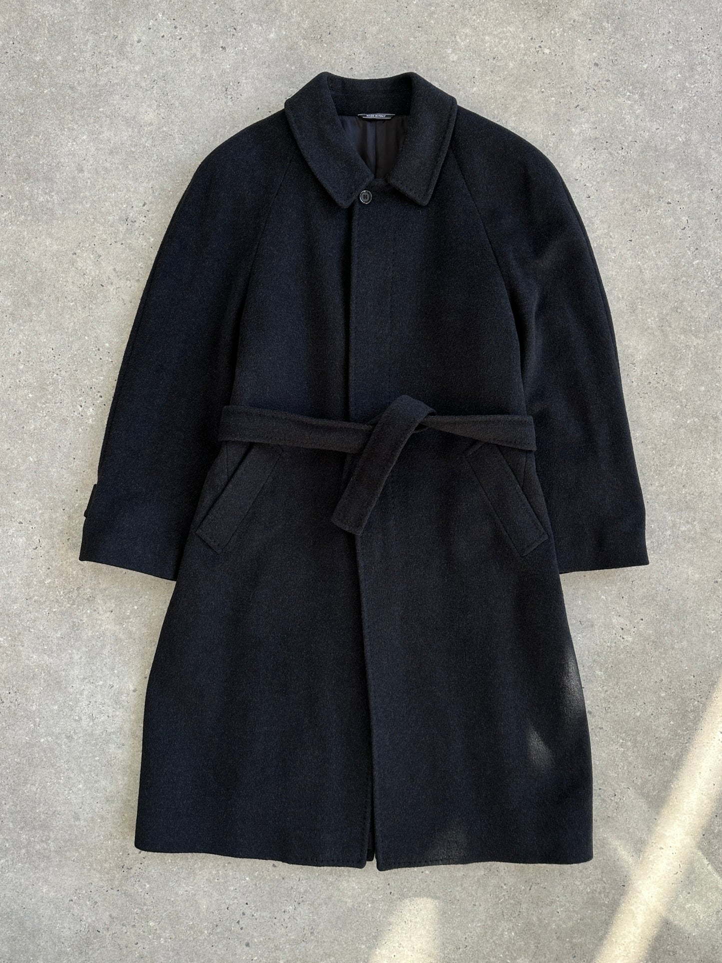 Italian Vintage 1980s Wool Belted Coat - XL