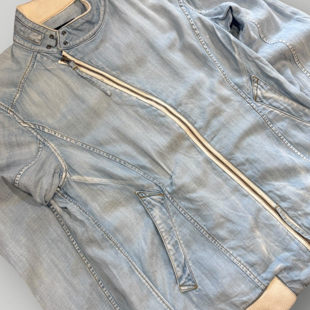 PPFM Asymmetrical Zip Up Denim Look Jacket M/L