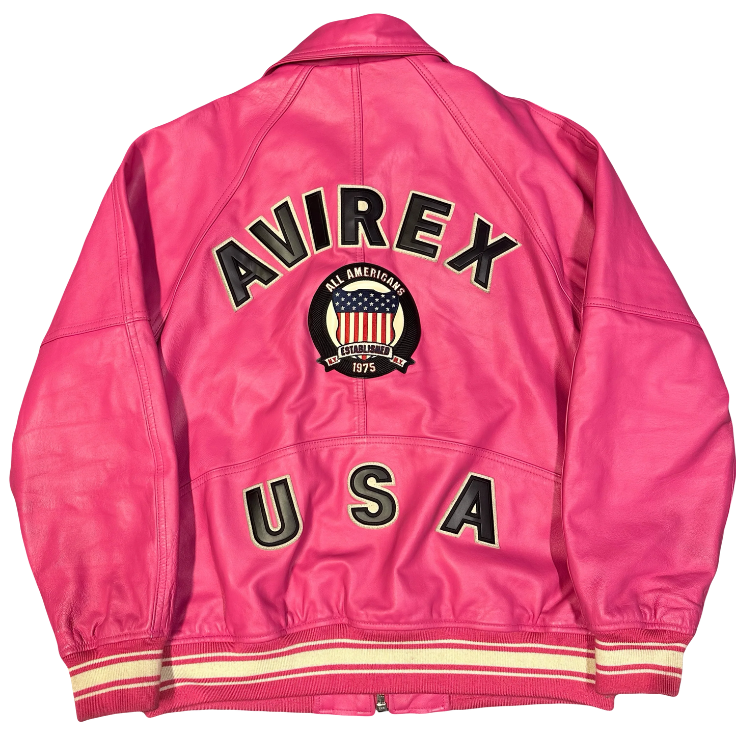 Avirex Icon Leather Jacket  In Pink (XL) | XL, Pink